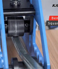 Close-up of Tube Roller Bender Beast With 6 Interchangeable Dies bending a square steel tube, showcasing professional pipe rolling machine in action.