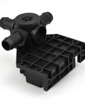 Plug And Play Three Way Electric Coolant Valve Direct Swap For Tesla Model S 2012 Through 2021 with black plastic body and hose connectors.