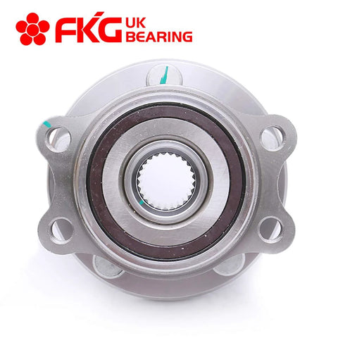 Front view of Rear Wheel Bearing Hub Assembly for 2005 to 2009 Subaru Legacy and Outback, 5 lug, ISO TS 16949 certified.