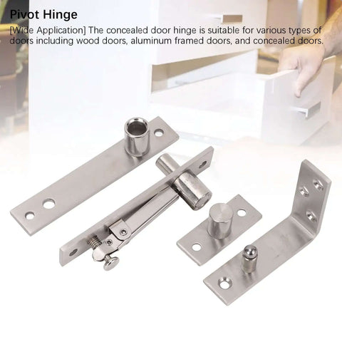 Beefy Heavy Duty Wood Door Pivot Hinge With 300 Lbs Load Bearing Stainless Steel Hidden Door Hinge components on display.