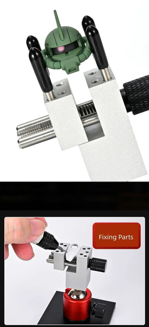 Tabletop Mini Vise With 360 Degree Rotating Spherical Head And Detachable Clamp For Hobbyists holding model part