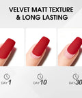 Matte Gel Top Coat And Base Coat Set No Wipe For Long Lasting Chip Resistant Mani At Home Kit; red nails day 1, 10, 30