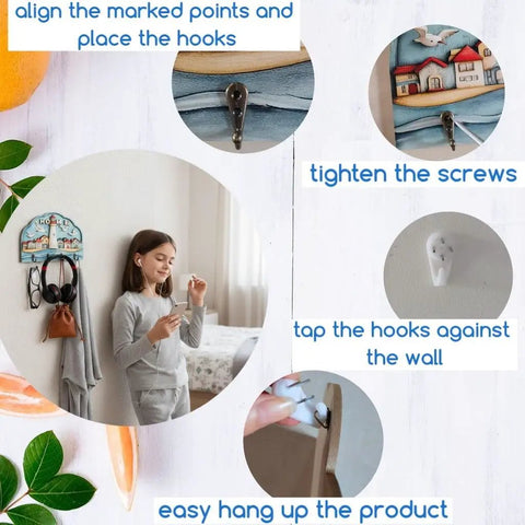 Instructions for installing Wall Mounted Key Holder With Four Hooks, Rustic Wood Key Rack For Home, Entryway Or Office, Seagull Decor