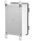 Waterproof IP67 ABS Plastic Electrical Junction Box Enclosure with Hinged Cover, 11.4x7.5x5.5 inches, front view, grey cover.