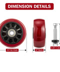 5 Inch Caster Wheels 4 Pack Double Swivel Bearings With Non Marking Poly Tread Tough As Nails Build measuring 5 inch diameter with detailed dimensions.