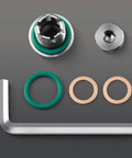 DEEFILL M14.1-1.5x15mm oversize piggyback oil drain plug repair kit with green seal and copper washers, stainless steel