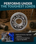 Front view of a chrome steel 608 open ball bearing with visible balls, size 8x22x7, replacement part kit