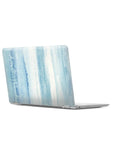 Laptop with tan watercolor stripe peel-and-stick skin, highlighting Tan Watercolor Stripe Peel And Stick Wallpaper Roll 20.5 Inch Wide
