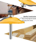 Pro Grade Quarter Inch Shank Groove Tongue Router Bit with back cutter and panel round over edge tool for woodworking.
