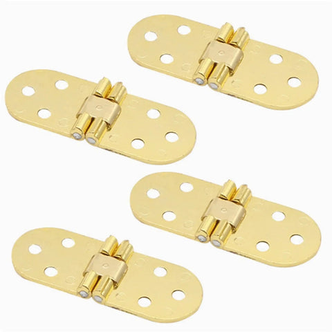 Gold metal Flush Mounted Folding Hinges For Self-Supporting Door Flaps, DIY-Friendly Install, shown in a set of four.
