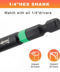 Close-up of 1/4 inch hex shank from Beast 41-Piece Magnetic Nut Driver Set With Impact Bits For Quick Work, SAE and Metric Cr-V Steel.