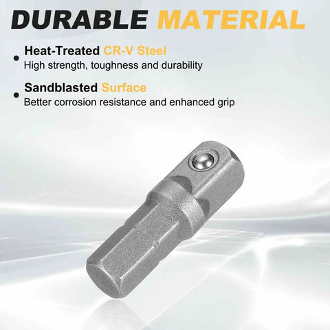 Four Piece One Quarter Inch Square Drive Socket Adapters Set For Impact Drivers And Drills, featuring CR-V steel.