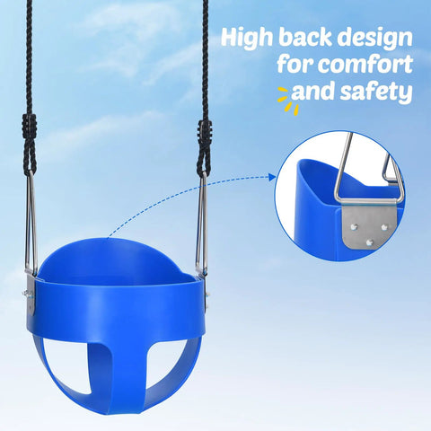 High-back toddler bucket seat for Backyard Heavy Duty A Frame Swing Set With 440 Lb Capacity 32 Inch Saucer Swing and Safe Play