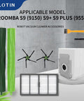 Replacement Parts Kit for Roomba S9 Series Vacuum Cleaner Dual Pack with brushes, filters, and dust bag on display.