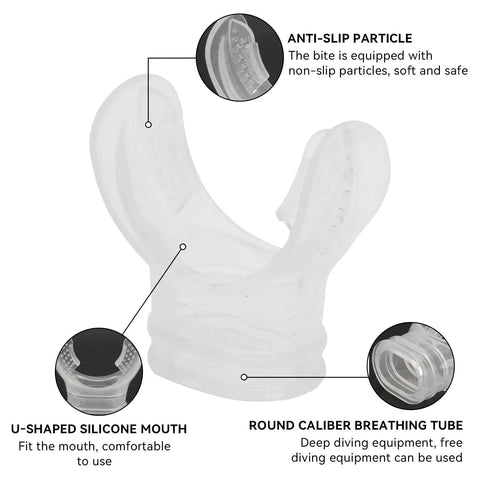 4 Pack Silicone Mouthpiece For Scuba Regulator Replacement with anti-slip particles and round caliber breathing tube