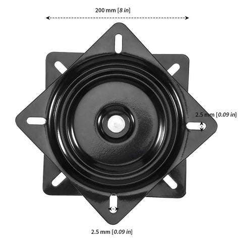 8 Inch Black Swivel Plate Set For Bar Stools Replacement With Ball Bearing Support, Built Tough, Seat Base Mount For Swivel Chairs Or Recliners, Sturdy Iron Construction, Rust Resistant, Quiet Operation, Pack Of 2, 200 mm plate