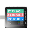 KM003C Portable USB C Fast Charging Tester With PD 3.2 And QC5.0 showing voltage and current readings on screen