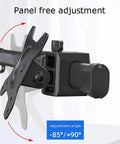 Rock Solid Six Monitor Desk Mount Bracket Full Articulation Arm adjustment mechanism, showcasing -85°/+90° tilt for optimal screen positioning.