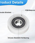 Set Of 4 White Roller Idler Bearing Pulleys 8X30X7Mm With Smooth 608RS Bearings For Quiet Conveyor Track Rolling Wheel Applications In Furniture Hardware Accessories And DIY Projects - close-up of single roller detail.