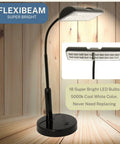 Cordless Desk Lamp With Adjustable Gooseneck, Super Bright Battery Powered LED Light, Uses Batteries Or Included AC Adapter, Cool White 5000K