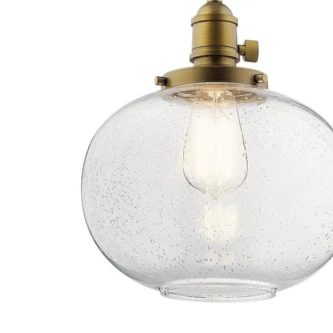 Avery 9.75 Inch One Light Mini Pendant With Clear Seeded Glass In Brushed Nickel Finish Perfect For Kitchen Islands Or Dining Rooms Ambient Glow Modern Rustic Vibe And Easy Cluster Lighting