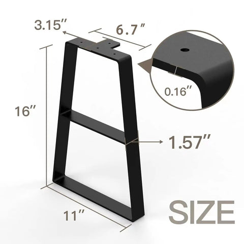 16 Inch Beefy Trapezoid Metal Bench Legs Heavy Duty Solid Steel With Rust Resistant Powder Coat Finish Supports Up To 400 Lbs