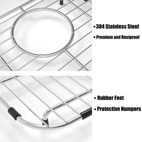 Double Bowl Kitchen Sink Protector Grid 304 Stainless Steel Universal Kitchen Sink Grid Bottom Rack Guard Keeps Your Sink Scratch Free