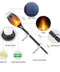 Diagram showing parts of Solar Torch Lights With A Lit Flickering Flame Effect Outdoor Pathway Lights IP65 Waterproof