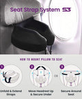 Long Haul Travel Pillow With Memory Foam For Neck And Head Support, Jet Black, 360 Degree Neck Support, Secure Seat Straps illustration