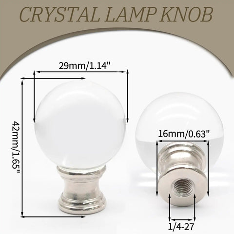 Fresh Glass Crystal Lamp Finials Featuring A Slick Silver Base A Top Shelf Two Pack in 29mm width and 42mm height.