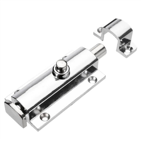 WUUWCHODC Door Bolt Sliding Lock Gate Latch Zinc Alloy Security Hardware chrome finish door latch with bolt and keeper.