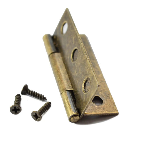 Rock Solid Vintage Antique Bronze Folding Hinges Premium Zinc Alloy Cabinet Hardware Kit with screws for mounting.