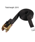 Heavy Duty Nylon Ratchet Tie Down Straps For Cargo And Gear With Black Webbing Rugged Track Spring Fittings shown in rolled position