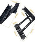 Two Pack Folding Lift Up Top Coffee Table Mechanism With Gas Hydraulic Hinges shown with dimensions in black steel