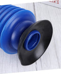 No Sweat Heavy Hitter 2 Pack Plunger for Bathroom Toilet Clog Blasting, close-up of blue accordion bellows design.