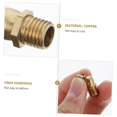106 Piece Copper Grease Fittings Kit With M6 M8 M10 Zerk Nipples, shown in close-up with copper material and angled fitment.