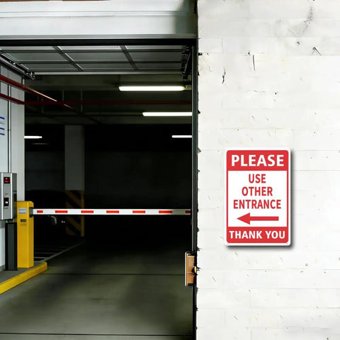 Other Entrance Sign With Left Arrow 8 By 12 Inch Metal Entrance Sign For Business Parking Lot Warehouse Home Outdoor Indoor Waterproof And UV Resistant Double Sided With Pre Drilled Holes on wall