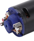 Close-up of a Beefy Metal Gearbox With 370 Motor for 1/16 Scale RC Military Truck, upgraded high torque transmission detail