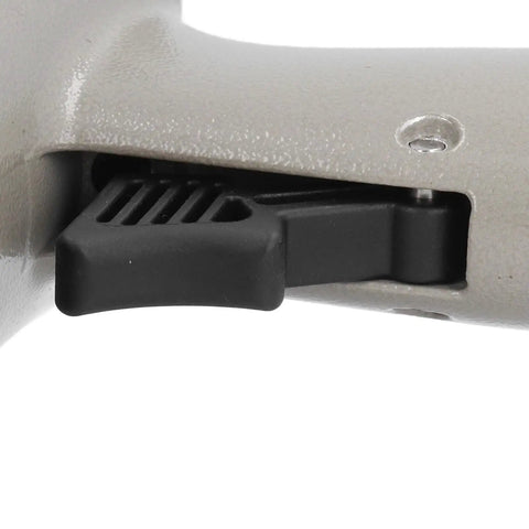 Close-up of trigger lever on Heavy Duty Pneumatic Impact Wrench With 1 4 Inch Square Drive And 410 Nm Knockout Torque Aluminum Air Powered Tool.