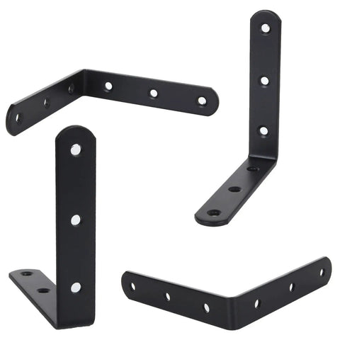 Beefy Heavy Duty 4x4 L Brackets Set For Wood Furniture Shelves Bed Frames Cabinets And Drawers Cast Iron Corner Braces, black finish