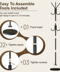 Assembly steps for Heavy Duty Freestanding Coat Rack With Stable Wood Base And Metal Frame, 12 Hooks For Jackets Hats Bags