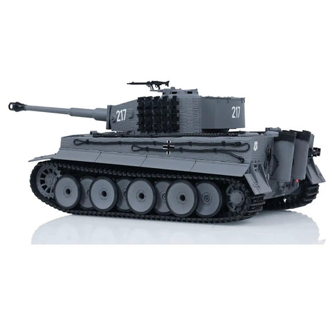 Side view of 1/24 Scale RC Tiger I Battle Tank with Infrared Combat, showing realistic details and turret for military enthusiasts.