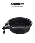 2 Gallon Oil Drain Pan With Anti Spill Cap And Wide Lip For Mess Free Oil Changes Large Pour Spout Heavy Duty HDPE Construction