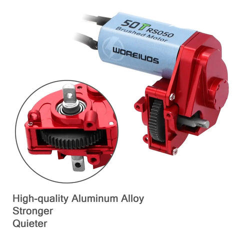 Beefy 50T Brushed RC Motor With Aluminum Alloy Gearbox For 1 24 Scale Axial SCX24 Crawler Upgrade Red Fits AXI90081 AXI00002 AXI00001