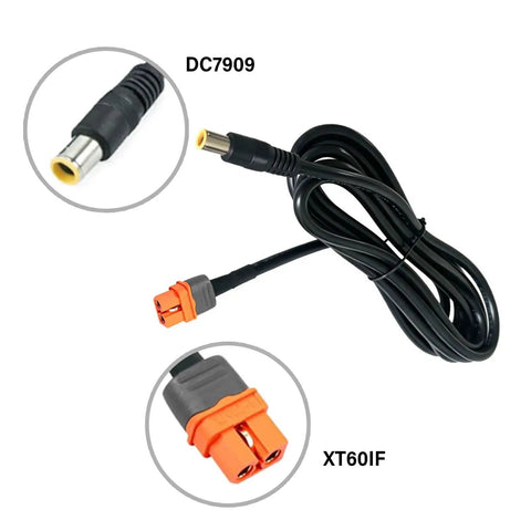 Kickin Ass Xt60iF Female To Dc7909 Male Cable For Solar Panels And Portable Batteries, showing XT60IF and DC7909 connectors.