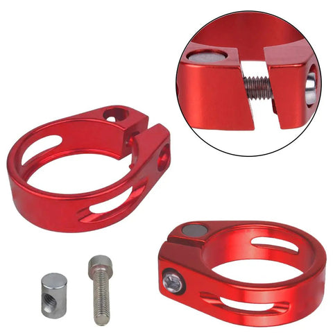 Red 31.8Mm Seat Post Clamp Fits 27.2Mm Seat Post Aluminum Alloy Lightweight Pro Grade Ride Ready For MTB Road And Casual Bikes
