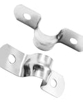 Close view of M10 Rigid Pipe Strap Kit 60 Pcs Stainless Steel Two Hole U Brackets Clamps in silver for conduit and cable management