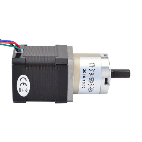 Boss Torque Planetary Gearbox For NEMA 17 Stepper Motor, 13.73 To 1 Gear Ratio, side view showing 0.131° step angle