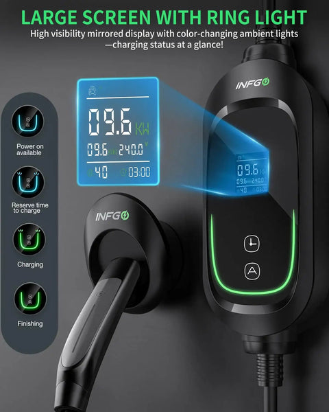 Beefy Level 2 40A EV Charger For Tesla With 25 Ft Cable 240V NEMA 14 50 Plug ETL Listed NACS Connector IP66 Weatherproof