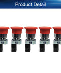 Heavy Duty 22mm Red Mushroom Emergency Stop Push Button Switch With Panel Mount Base For Machinery 660V 10A 1NC Self Locking Rotary Reset Industrial Panel Button For Safe Quick Stop, pack of 5